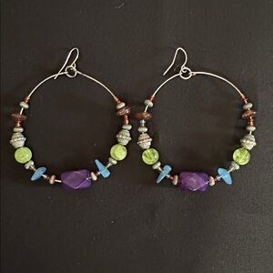Colorful Large Beaded Hoop Earrings